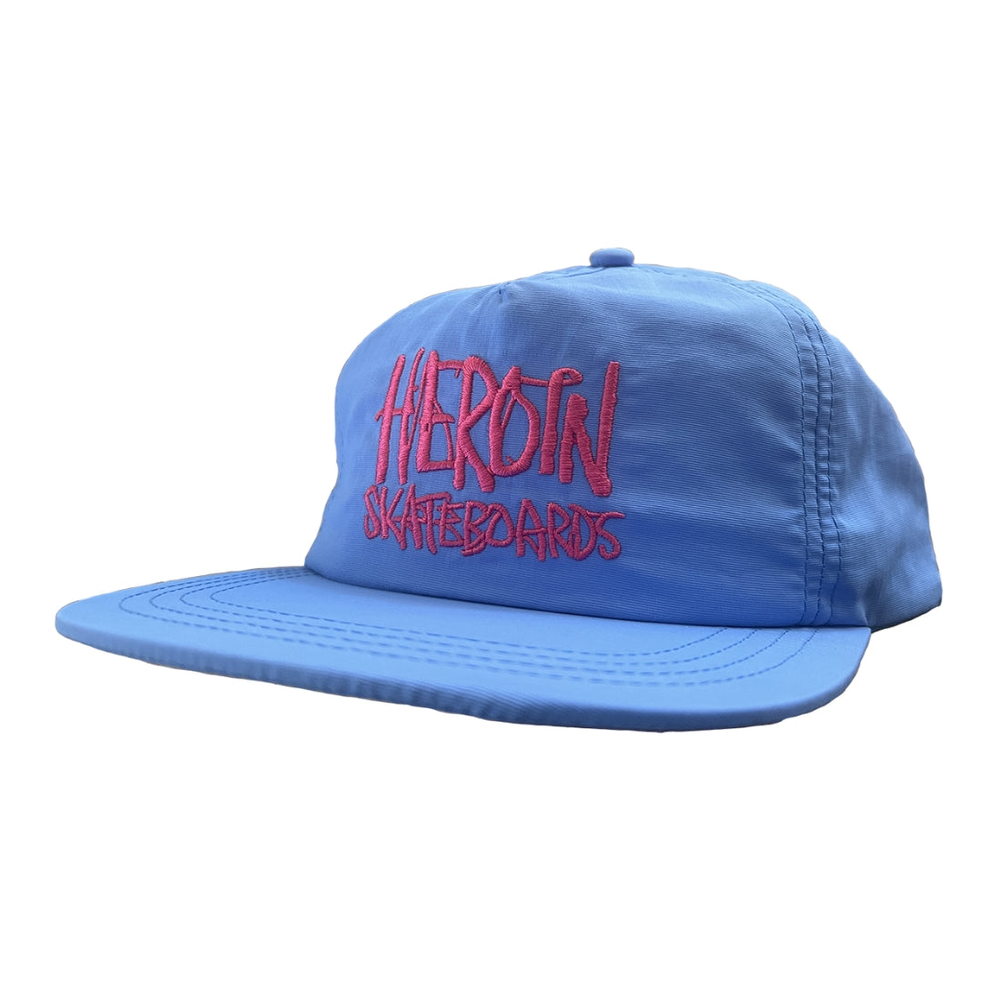 Heroin Script Nylon Snapback Hat - Cornflower Blue