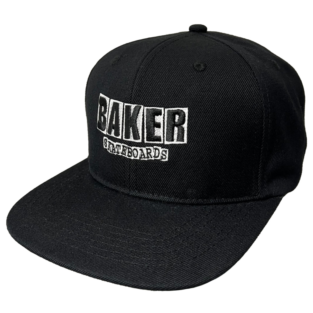 Black cap with 'BAKER Skateboards' logo on a white background