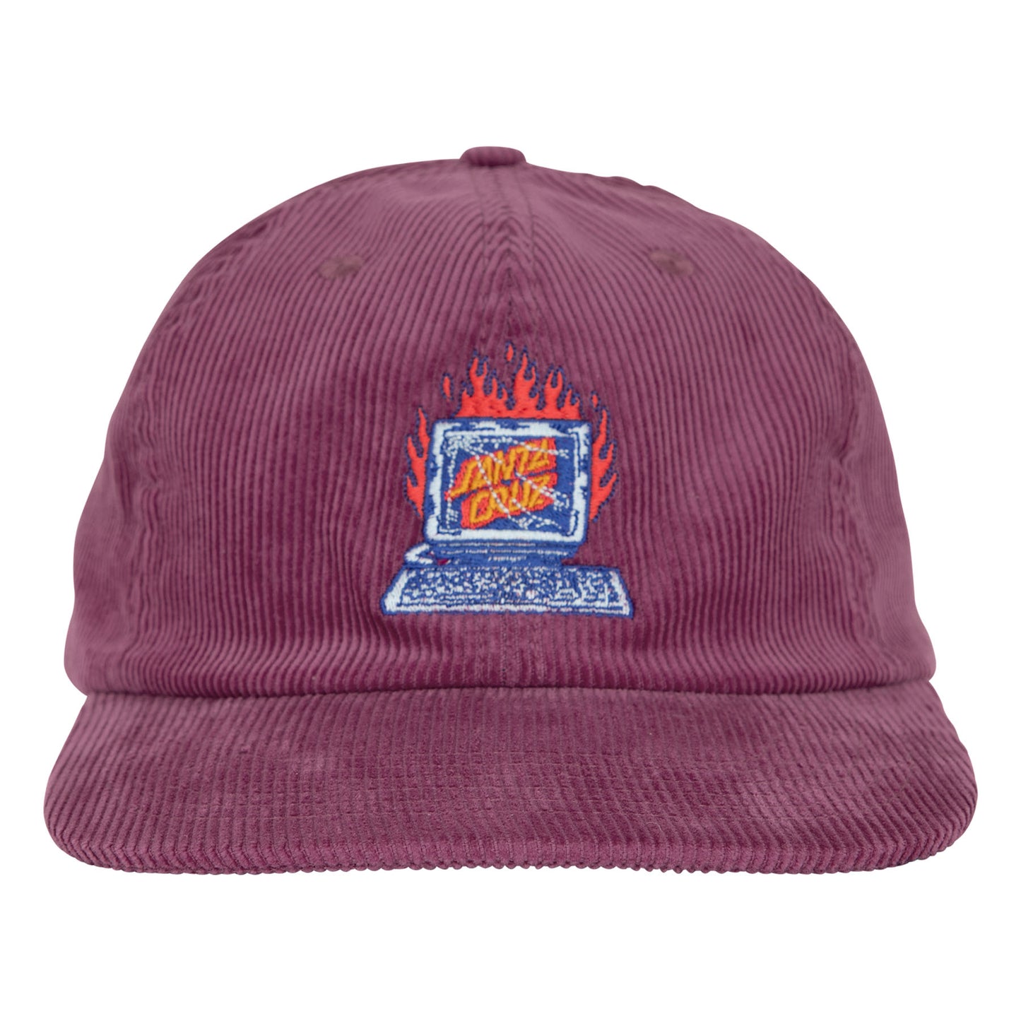 Santa Cruz Self Destruct Snapback Corduroy Hat - Wine