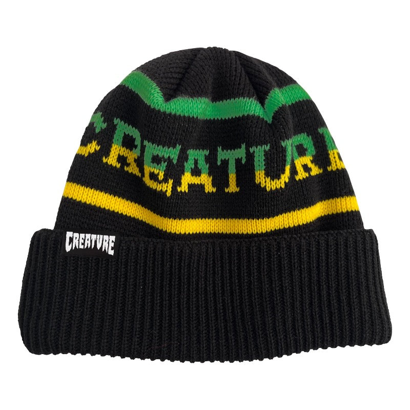 Creature Burnoutz Black/Green/Yellow Long Shoreman Beanie