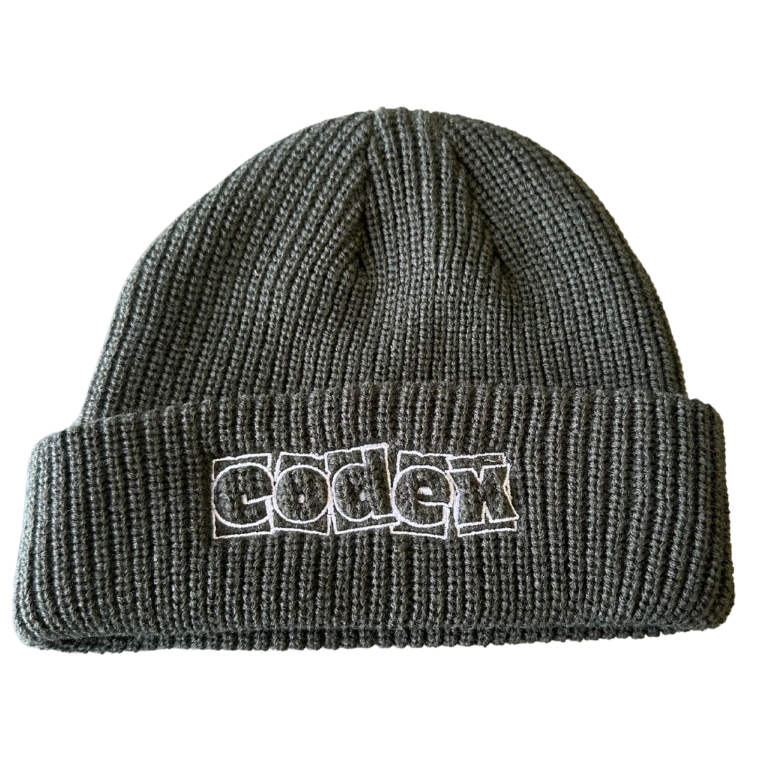 Codex White Embroidered Logo Beanie - Army Green