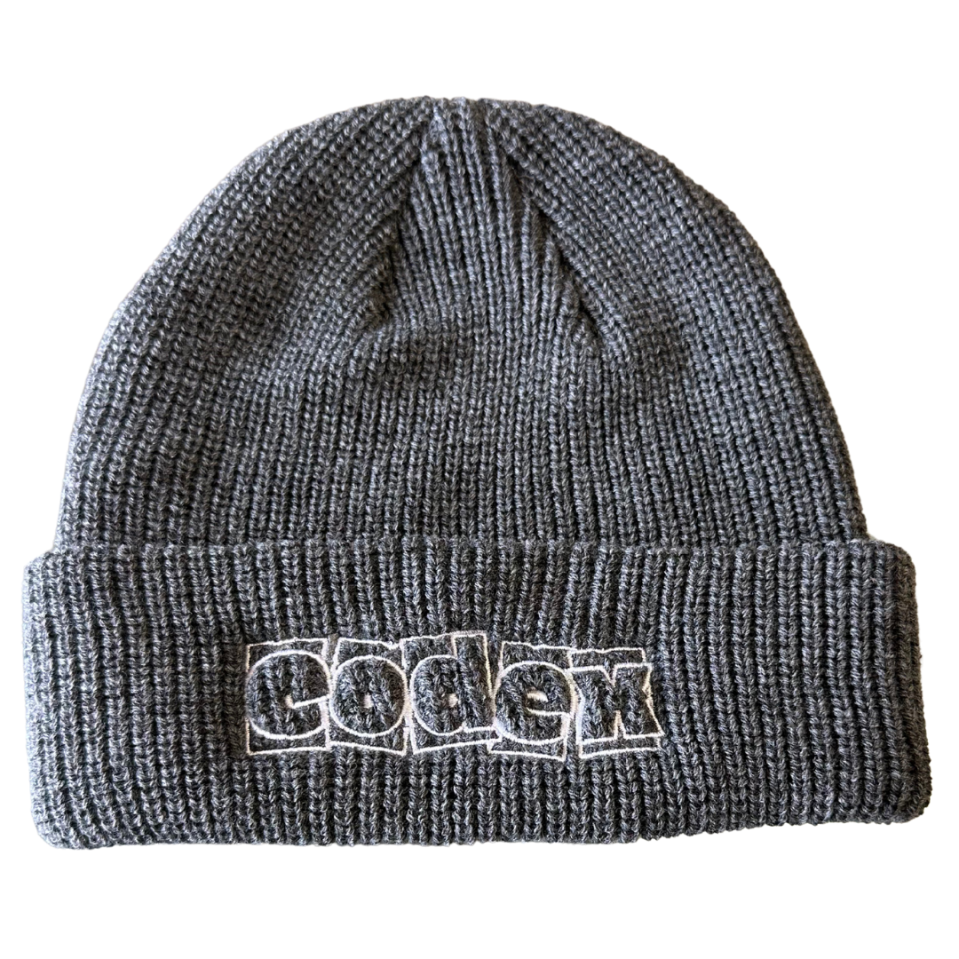 Codex White Embroidered Logo Beanie - Charcoal