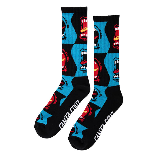 Santa Cruz Allover Screaming Strip Crew Socks - Black