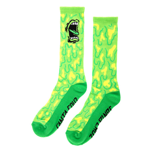 Santa Cruz Allover Screaming Strip Crew Socks - Slime Green