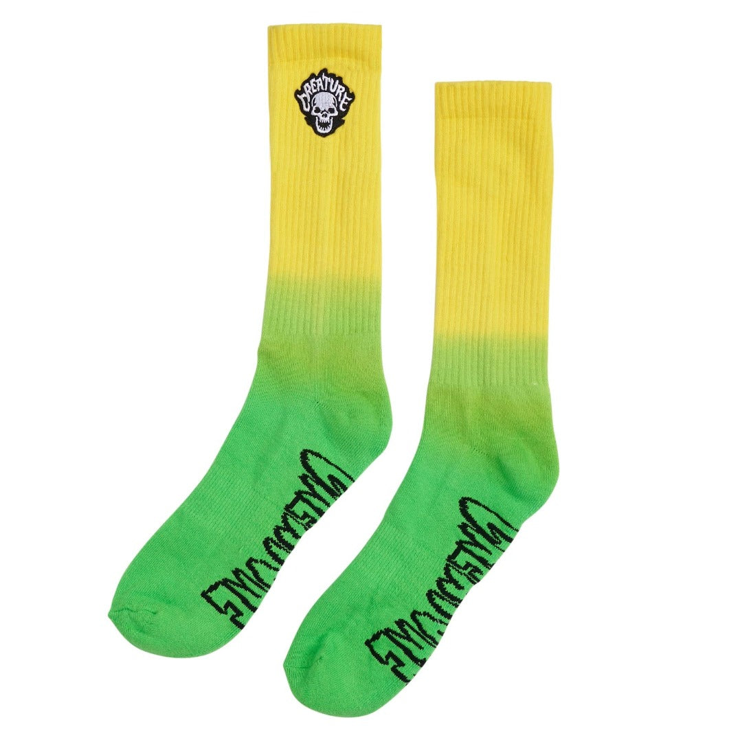 Creature Bonehead Flame Yellow/Green Socks