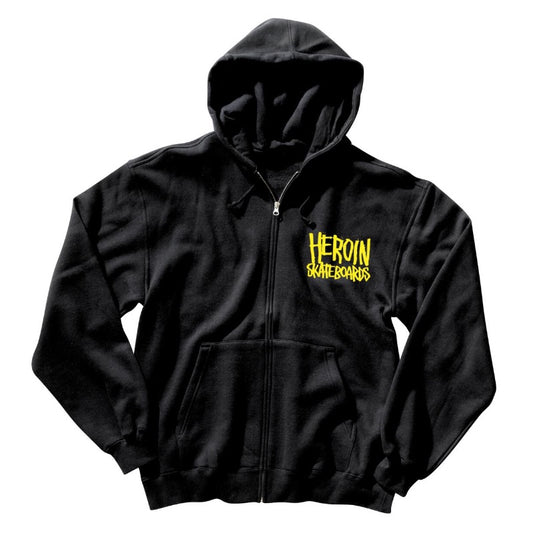Heroin Teggxas Chainsaw Black Zip-Up Hoodie - front