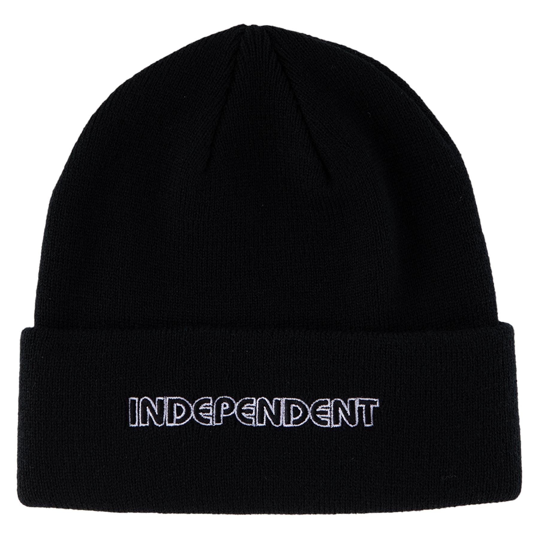 Black beanie with 'INDEPENDENT' embroidery on a white background