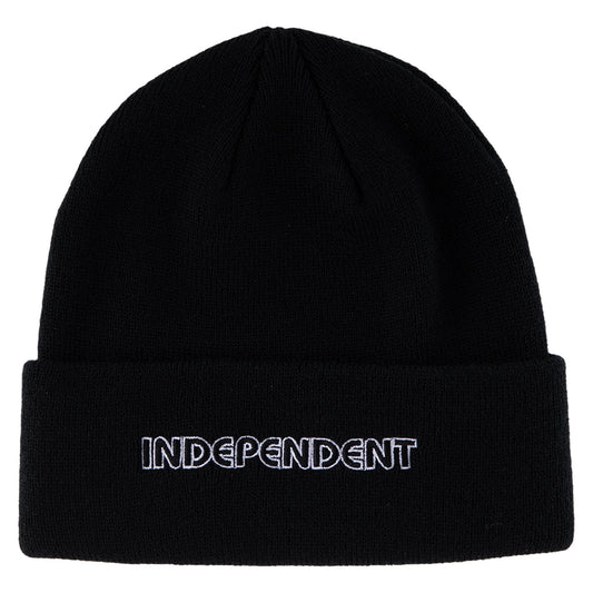 Black beanie with 'INDEPENDENT' embroidery on a white background