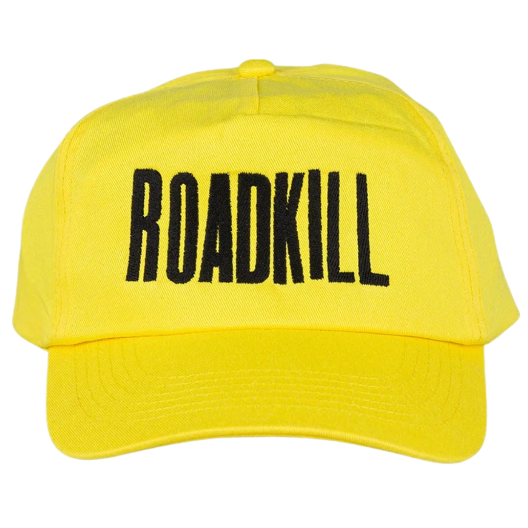 Yellow cap with 'ROADKILL' text on a white background