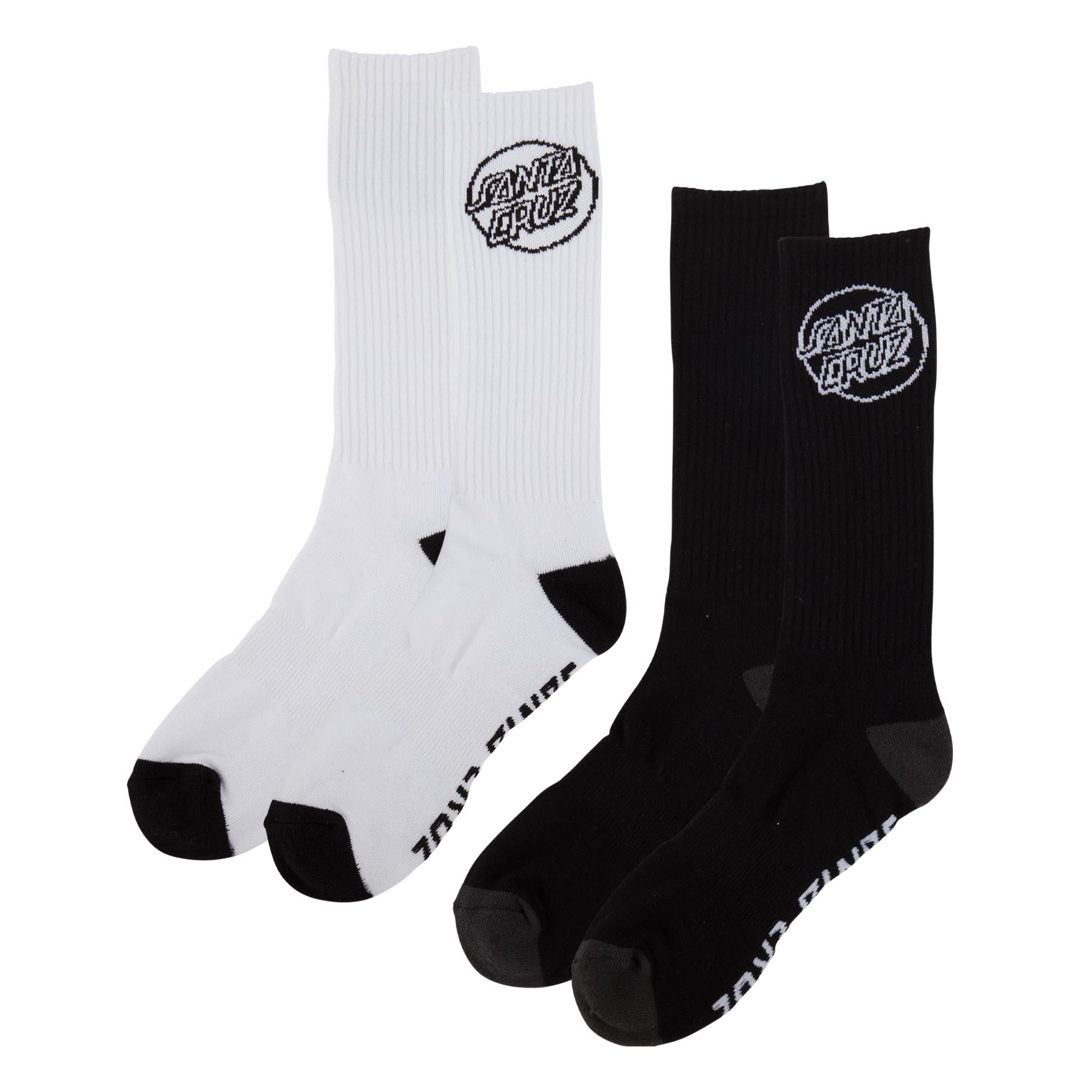 Santa Cruz Opus Strip Crew Socks - Black & White