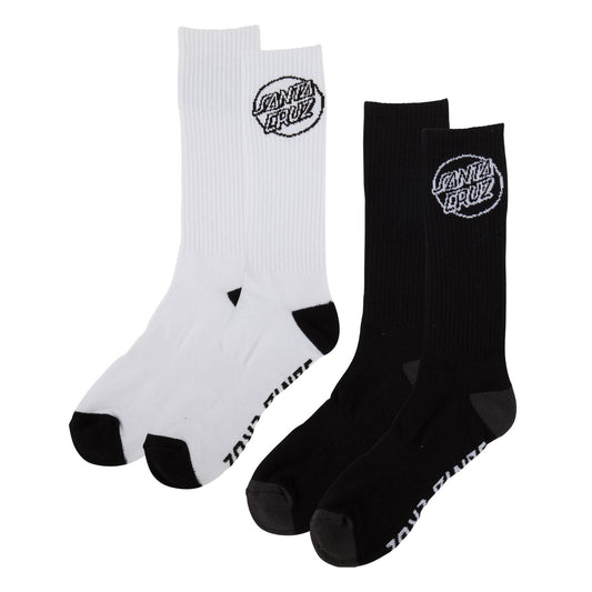 Santa Cruz Opus Strip Crew Socks - Black & White