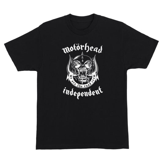 Black t-shirt with Motorhead logo on a white background