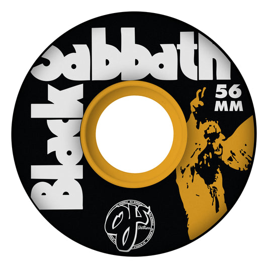 Black Sabbath vinyl record with a yellow center and black and white design.