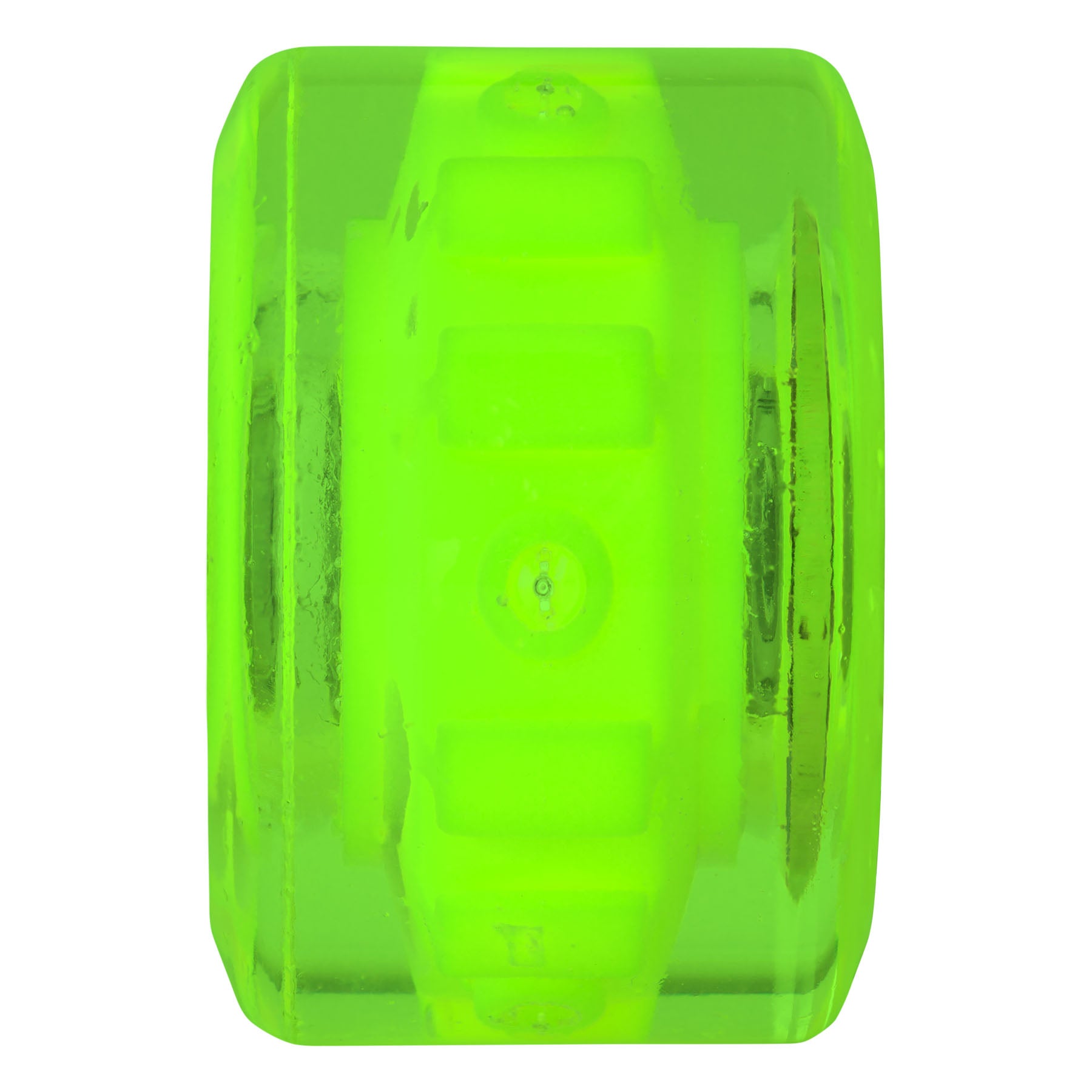 Clear green wheel with visible tread pattern on a white background