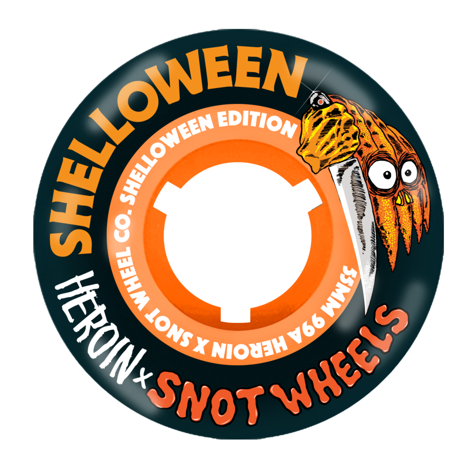 Snot x Heroin Shelloween 55mm 99a Wheels - Black w/ Orange Core