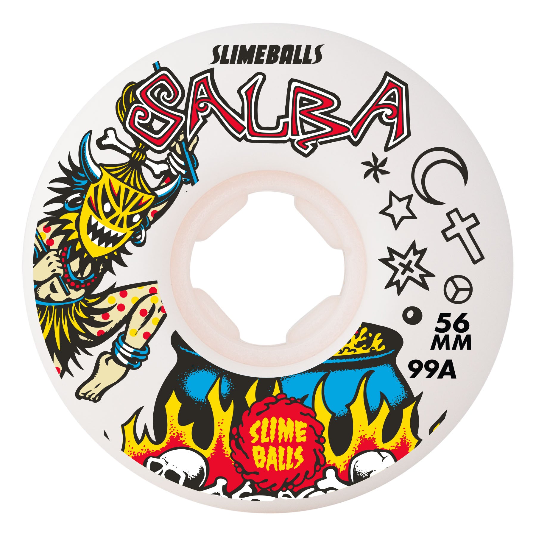 Slime Balls Galba skateboard wheel with colorful design on a white background