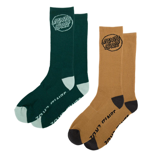 Santa Cruz Opus Strip Crew Socks - Forest & Saddle