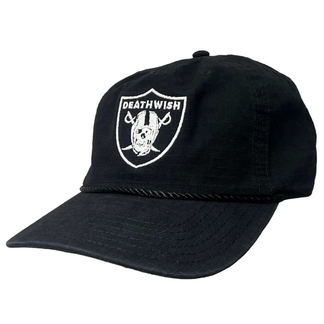 Black cap with 'Deathwish' logo on a white background