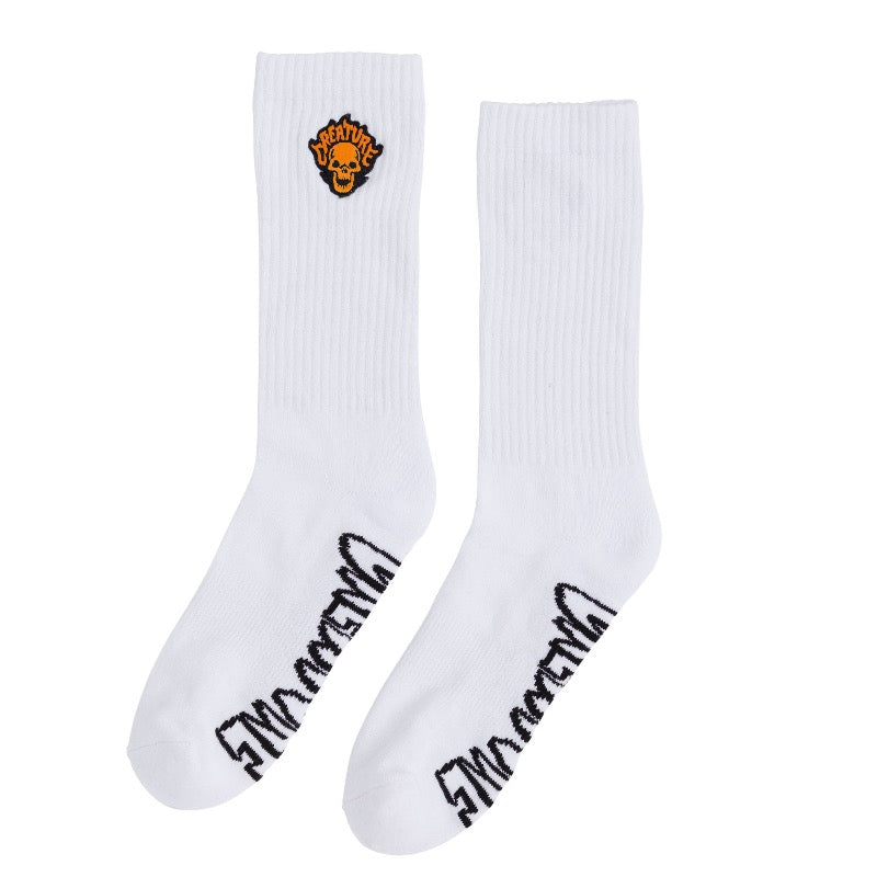 Creature Bonehead Flame White Crew Socks