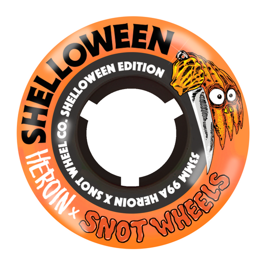 Snot x Heroin Shelloween 53mm 99a Wheels - Orange w/ Black Core