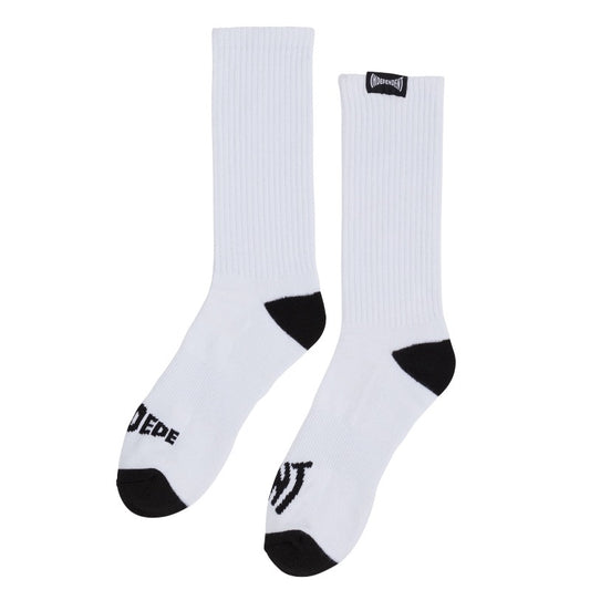 Independent Span Split White/Black Crew Socks