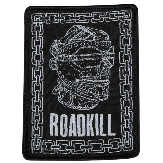 Patch with skull and chains design and 'ROADKILL' text on a black background