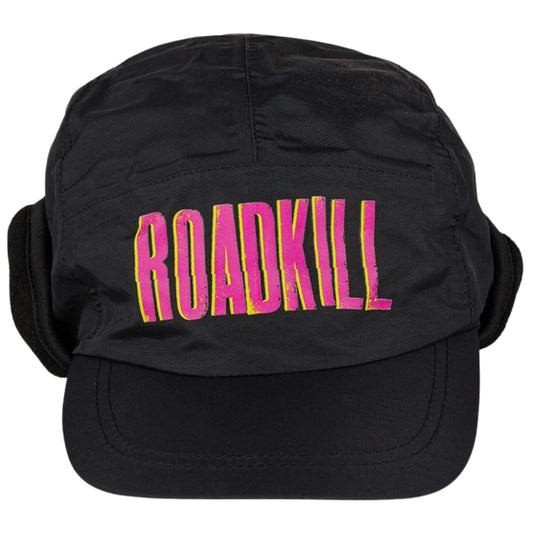 Black cap with 'ROADKILL' in pink and yellow on a white background