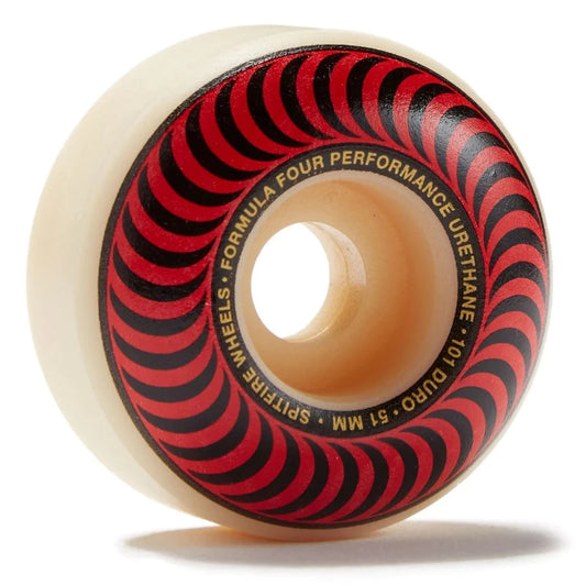 Single 51mm spitfire wheel with red classic swirl