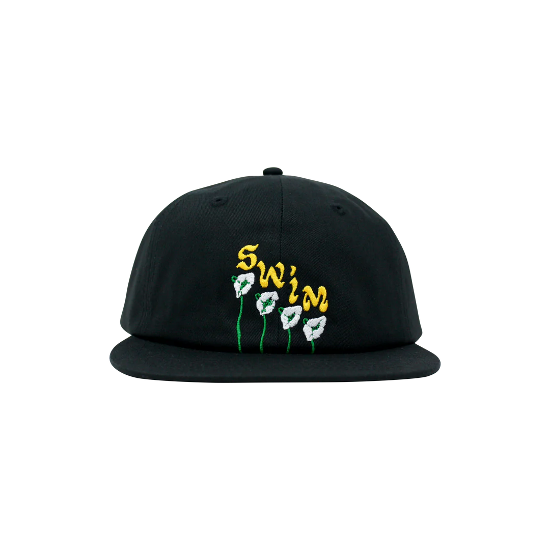 Swim Flowers 6-Panel Hat - Black