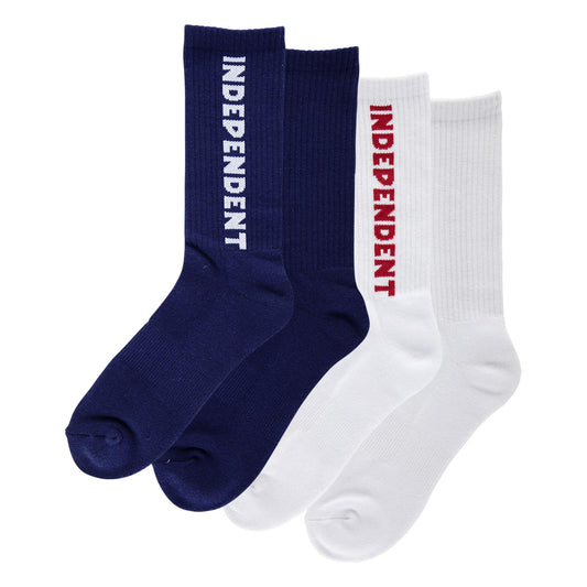 Independent Baseline Crew Socks - White & Navy