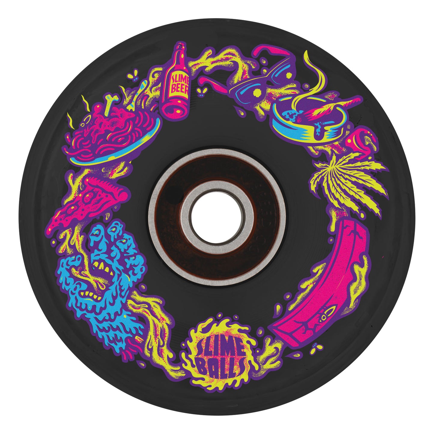 Slime Balls Limited Edition Neon Vomit 60mm 78a Light-Up Wheels - Black