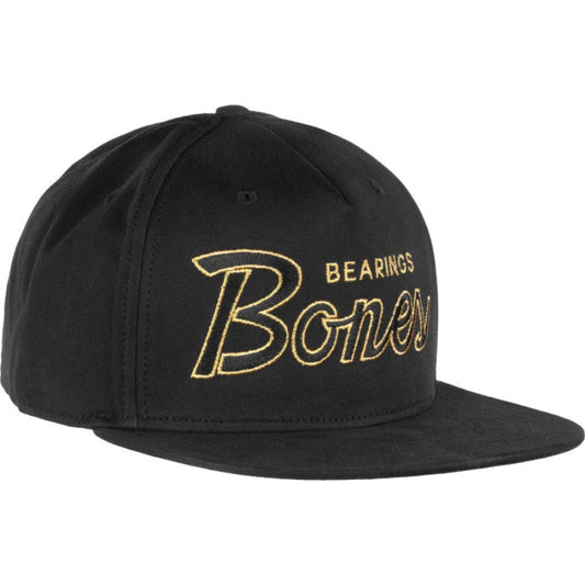 Bones Bearings Script Black Snapback Hat