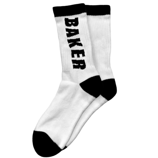 Baker Black Letters Socks - White