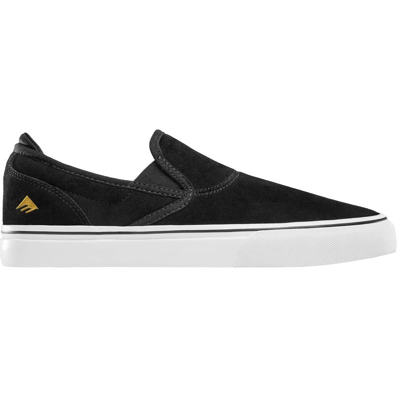 black/gold/white emerica wino g6 slip-on shoes